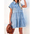 'Serilda' Short Sleeve Denim Dress - Celes Fashion